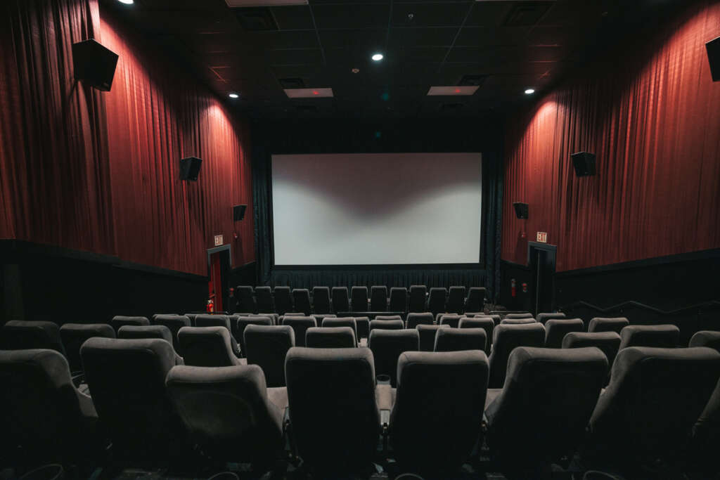 Image of an empty movie theater. 