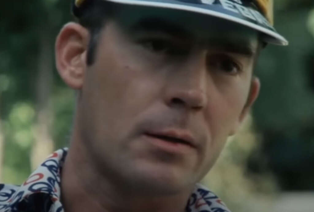 An image of Hunter S. Thompson wearing a visor. 