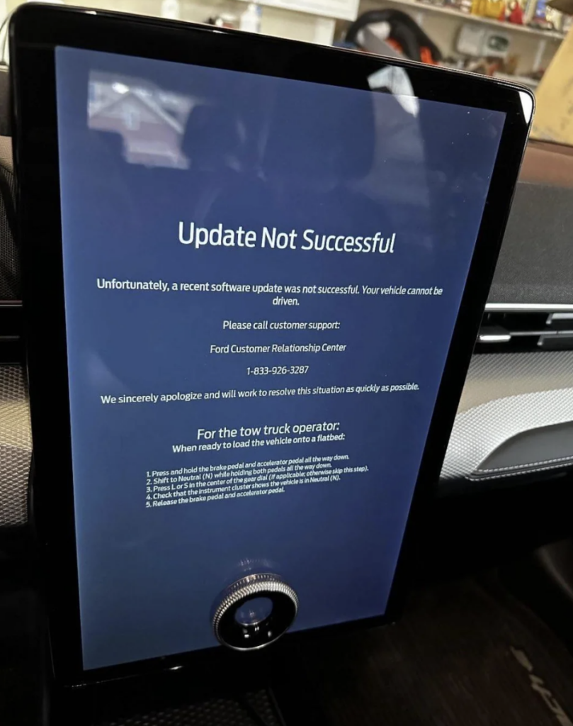 An image of a screen with an update that wasn't successful. 