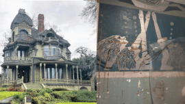 A beautiful rustic home next to a stunning ancient bathroom design.