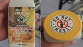 An image of a conditioner bottle warning label.