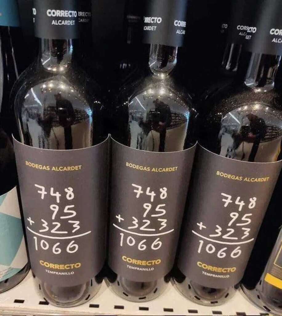 Wine bottles with a math equation that doesn't math