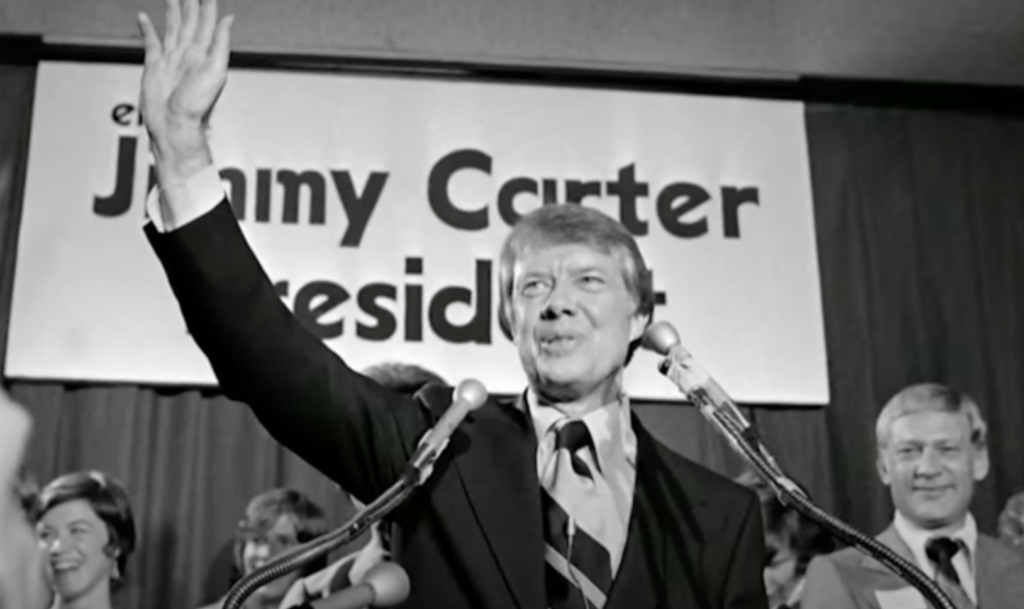 Jimmy Carter waving. 
