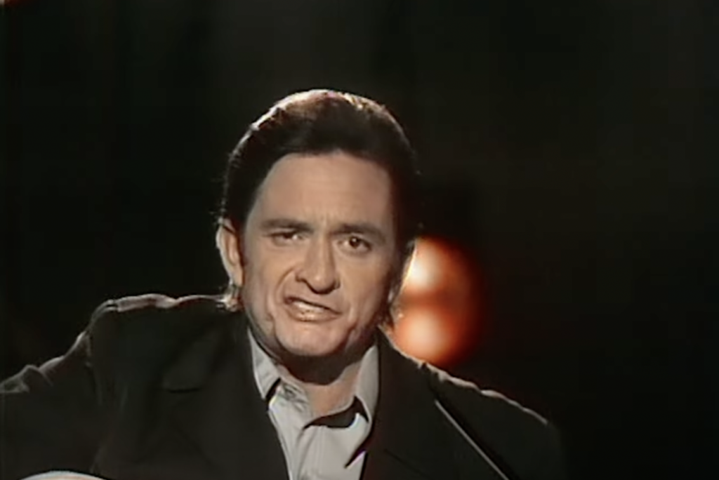 Johnny Cash singing. 