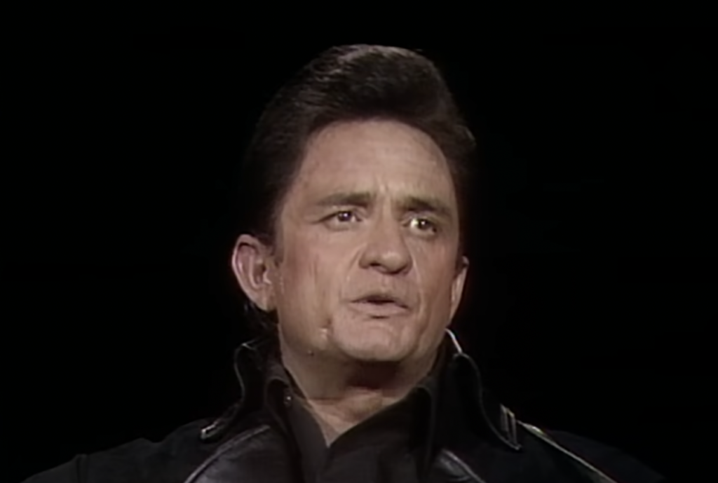 Close-up image of Johnny Cash. 