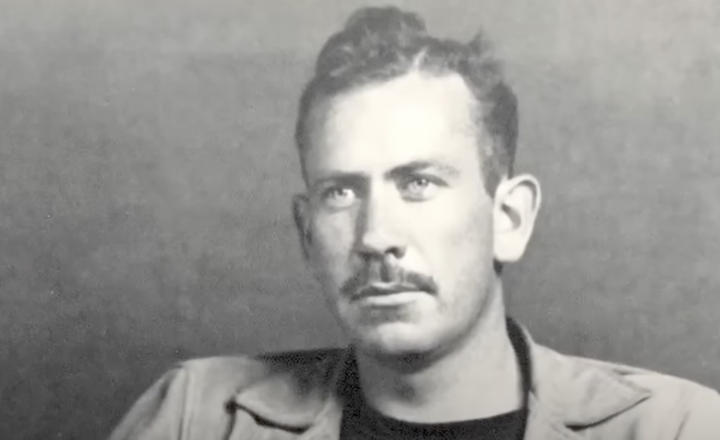 John Steinbeck black and white portrait photo. 