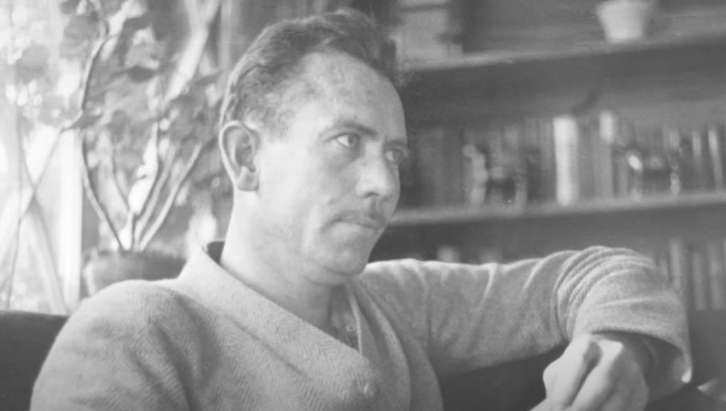 Young John Steinbeck photo in black and white. 