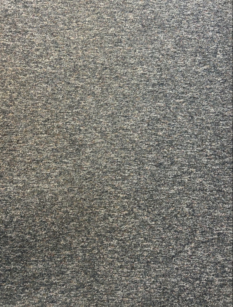 Close-up of a textured gray carpet or fabric with a speckled pattern. The surface appears soft and slightly rough, showing various shades of gray throughout.