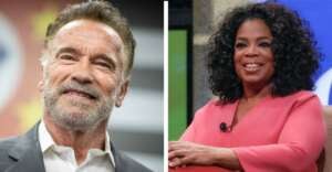 A split image shows a man with salt-and-pepper hair and a beard wearing a suit on the left, and a woman with curly hair in a pink outfit smiling while seated on the right.