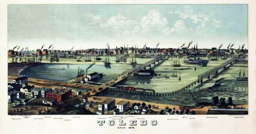 A city with boats and a bridge