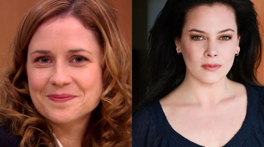 Two women are shown side by side in separate portraits. The woman on the left has light brown, curly hair and is smiling gently. The woman on the right has long, dark hair and is looking directly at the camera with a neutral expression.