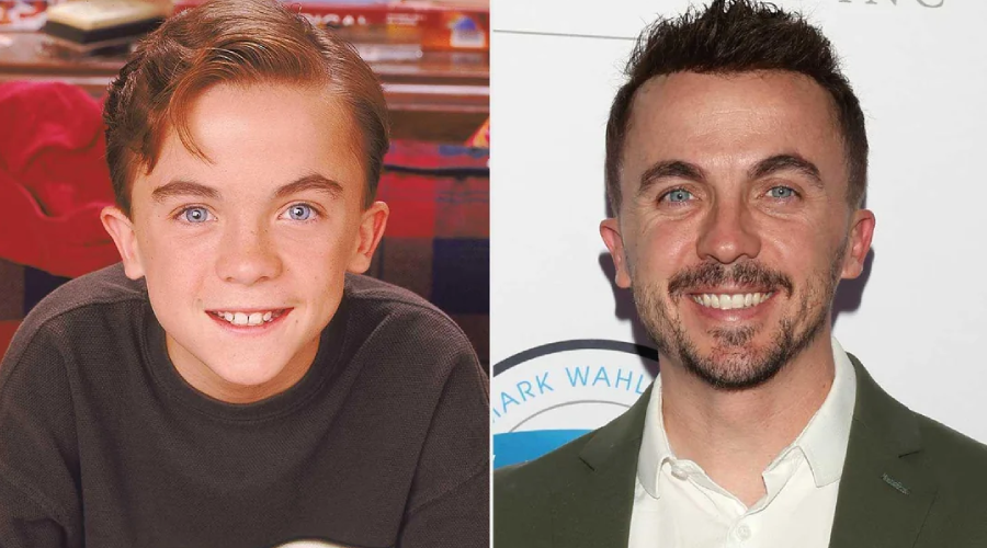 Split image: On the left, a young boy with light brown hair and blue eyes smiles. On the right, an adult man with similar features, trimmed beard, and short hair smiles in front of a white background with logos.