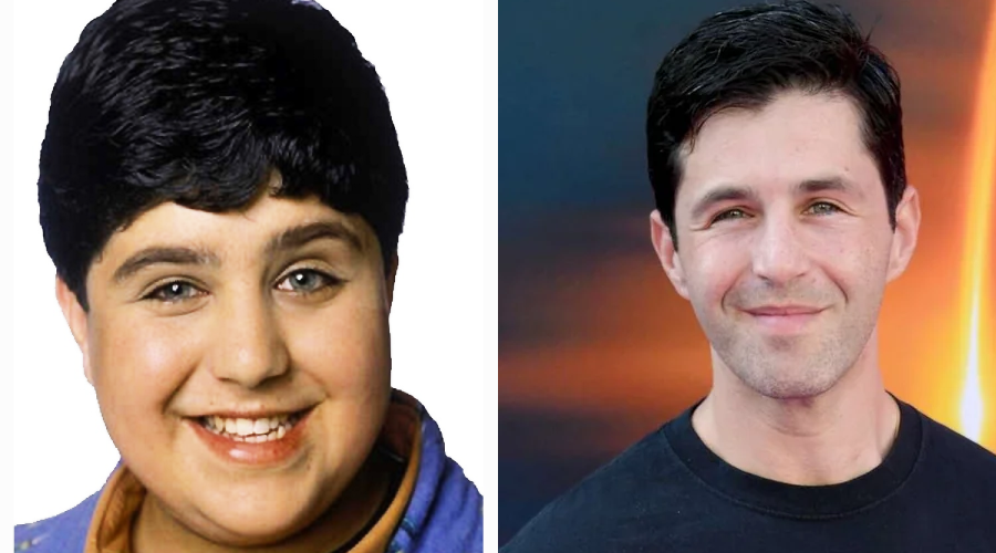 Side-by-side photos show a smiling young man with short dark hair and round face on the left, and the same person older and slimmer, with short dark hair and a faint smile, on the right.