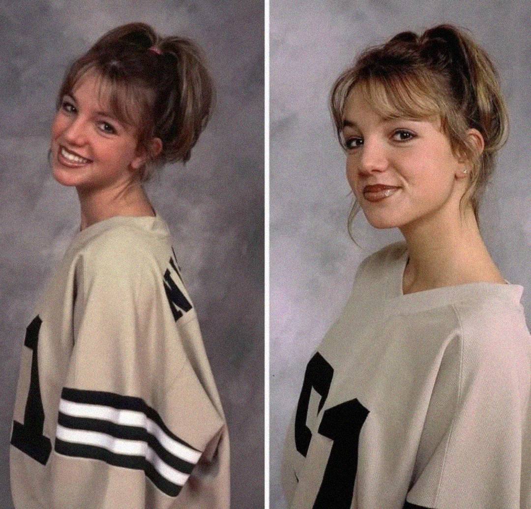 A young woman with light brown hair in a ponytail smiles and poses for two portrait photos, wearing a beige sports jersey with black stripes and the number 21 on the sleeve, against a gray background.