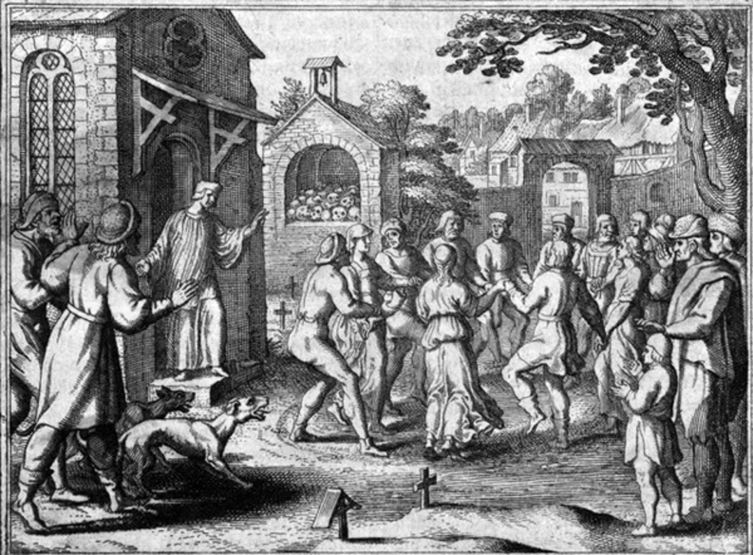 A photo highlighting the historical events known as the dancing plague.