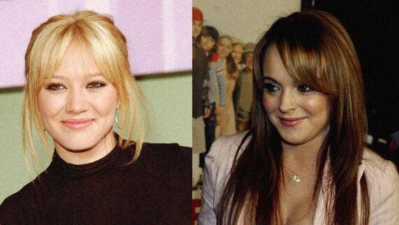 Lindsay Lohan and Hilary Duff on the red carpet during one of the most talked-about pop feuds of the 2000s