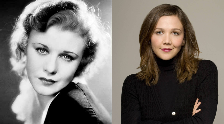 Side-by-side portraits: on the left, a black-and-white photo of a woman with wavy hair and a soft expression; on the right, a color photo of a woman with straight brown hair, wearing a black turtleneck and crossing her arms.