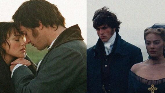 Books cover image featuring Wuthering Heights and Pride and Prejudice movie adaptations with iconic film scenes