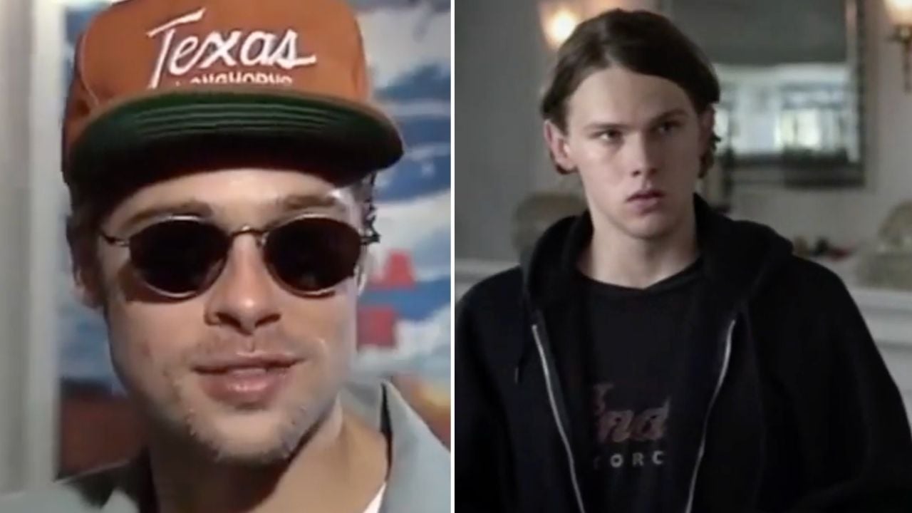 Split image: On the left, a person in sunglasses and a “Texas” cap, smiling. On the right, a person with long hair in a black hoodie, looking serious in an indoor setting.