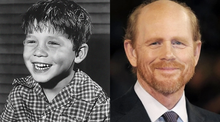 A split image shows a young boy smiling in a plaid shirt on the left, and an older man with a beard and receding hairline, smiling and wearing a suit, on the right.