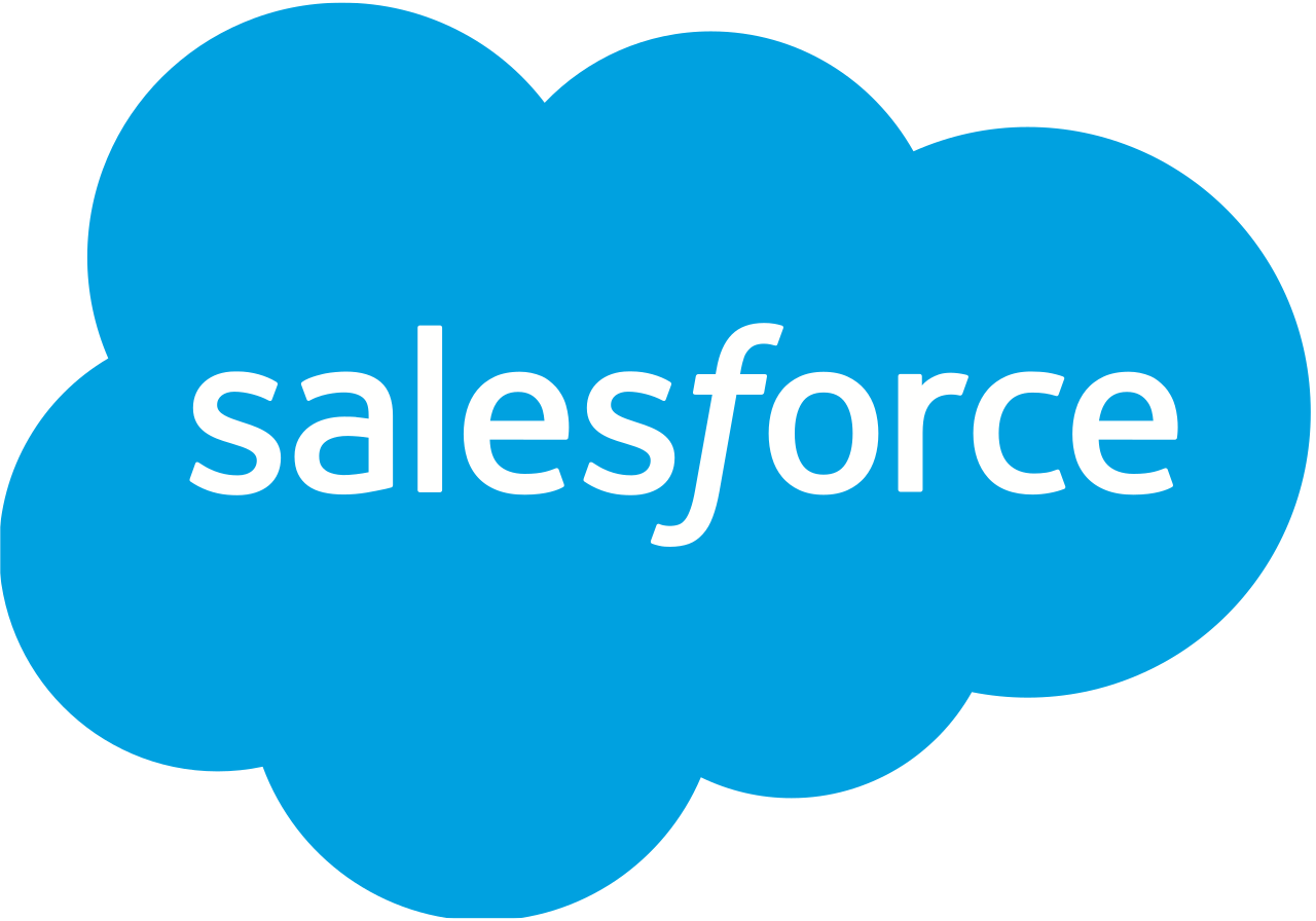 The Salesforce logo featuring the word “salesforce” in white lowercase letters inside a blue cloud shape.