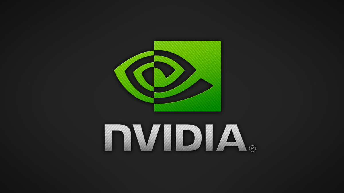 NVIDIA logo featuring a stylized green eye within a square above the word “NVIDIA” in bold, metallic letters on a dark gradient background. Companies.