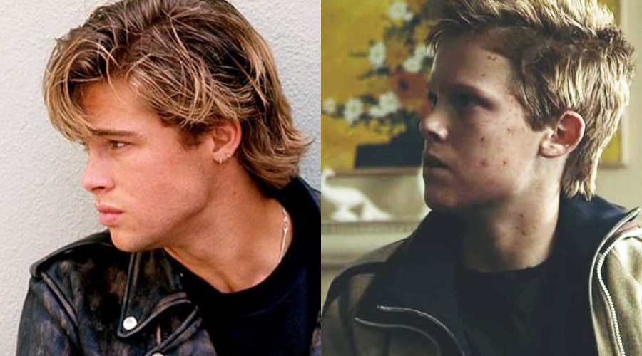 Side-by-side images of two young men with blonde hair looking to the side; the left has clear skin and styled hair, while the right has acne and a more disheveled appearance.