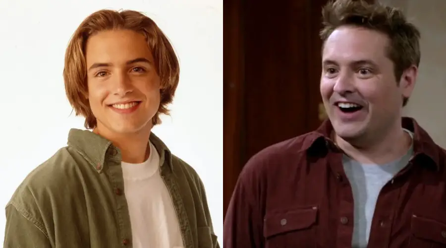 Side-by-side images of a man as a young adult with long, light brown hair and as an older adult with short, dark blond hair, both smiling and wearing casual shirts.