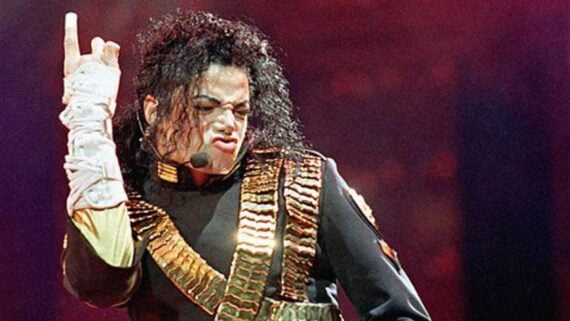 Michael Jackson singing live on stage during one of his iconic performances