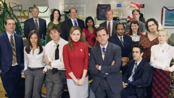 Cast photo of The Office featuring the main characters from the sitcom