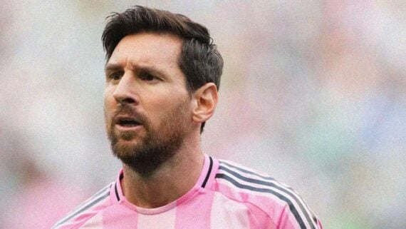 Lionel Messi playing football during an international match