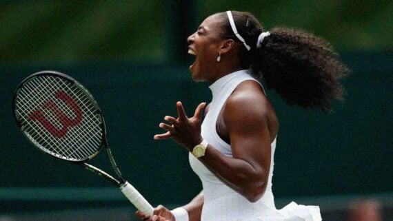 Serena Williams Playing Tennis and Celebrating