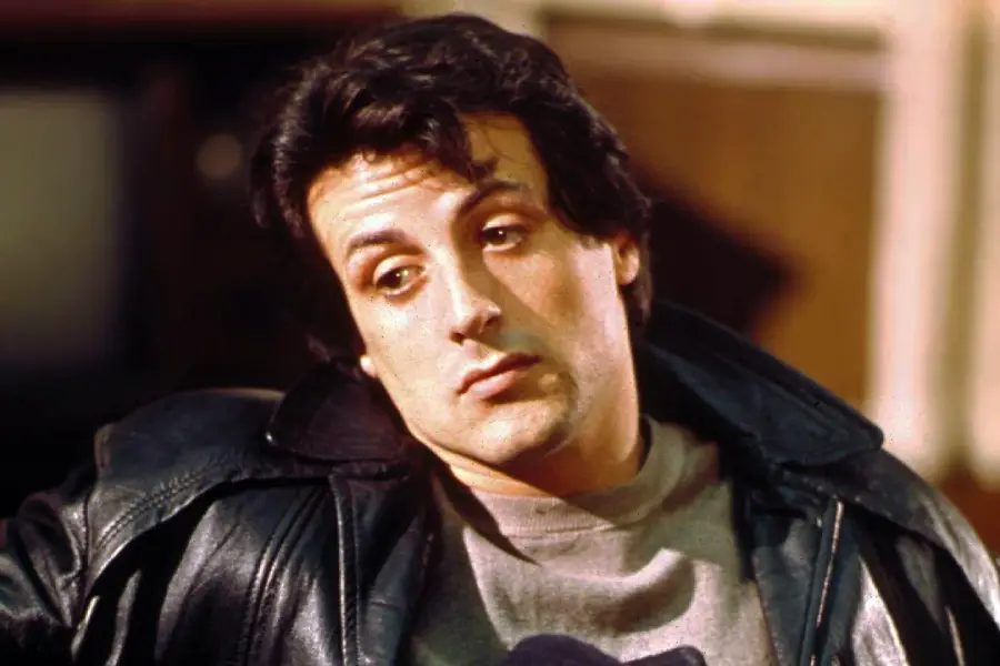 A person with dark hair wearing a black leather jacket and gray shirt looks off to the side with a relaxed, nonchalant expression. The background is softly blurred.
