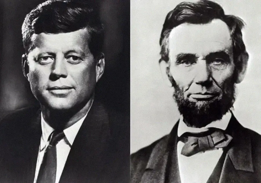 Black-and-white portraits of two men wearing suits. The left shows a man with short dark hair, clean-shaven. The right shows a man with dark hair and a beard, also in formal attire.