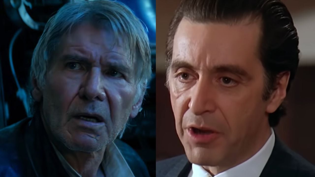 A split image: on the left, an older man with gray hair looking surprised; on the right, a man in a suit with dark hair speaking seriously.