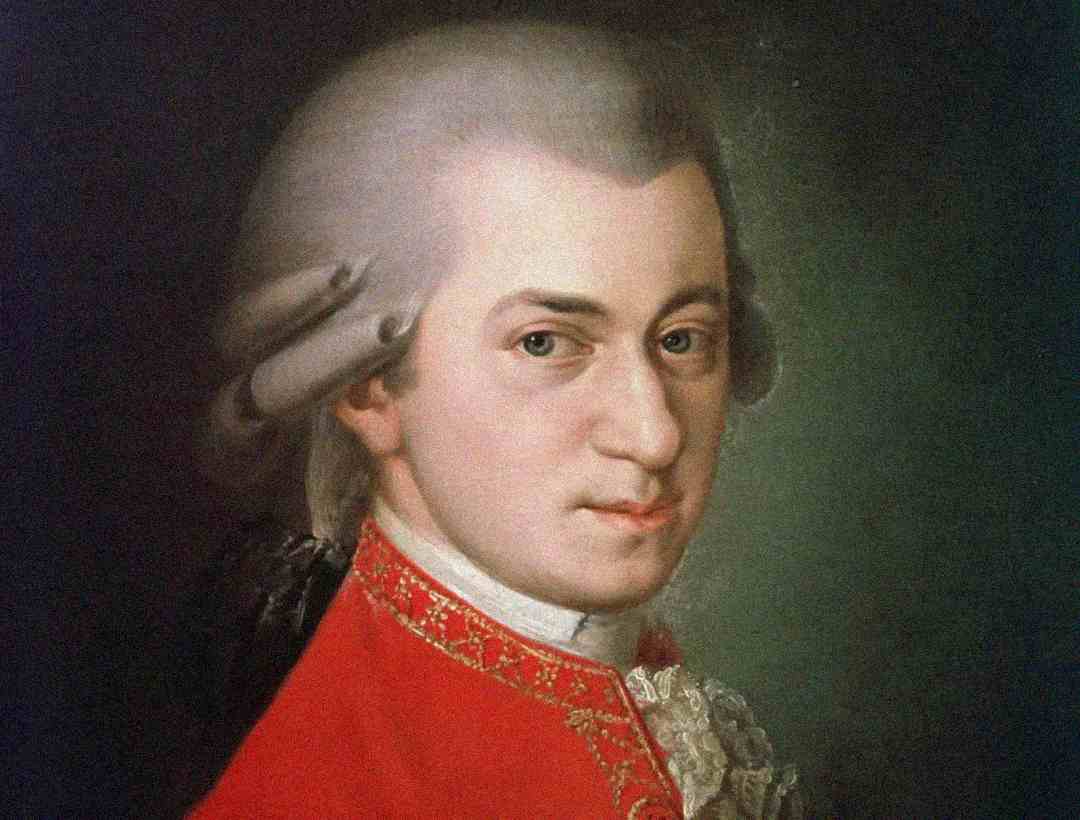A painted portrait of a man with white hair styled in 18th-century fashion, wearing a red coat decorated with gold embroidery and a white cravat, looking directly at the viewer against a dark background.