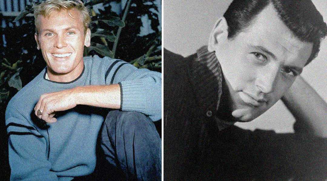 Side-by-side photos of two men: on the left, a smiling blond man in a light blue sweater; on the right, a black-and-white portrait of a dark-haired man leaning his head on his hand, wearing a dark turtleneck.