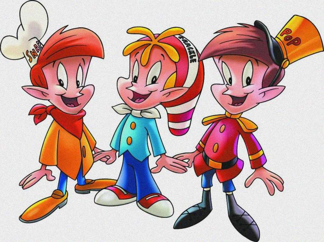 Three colorful cartoon elf characters stand side by side, smiling. One wears a chef's hat, another has a striped hat labeled "SEAGLE," and the third wears a cap labeled "POP." All have pointed ears and cheerful expressions.
