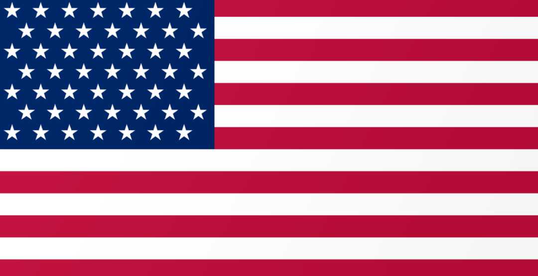 The image shows the flag of the United States, featuring 50 white stars on a blue rectangle in the top left corner and 13 alternating red and white horizontal stripes.