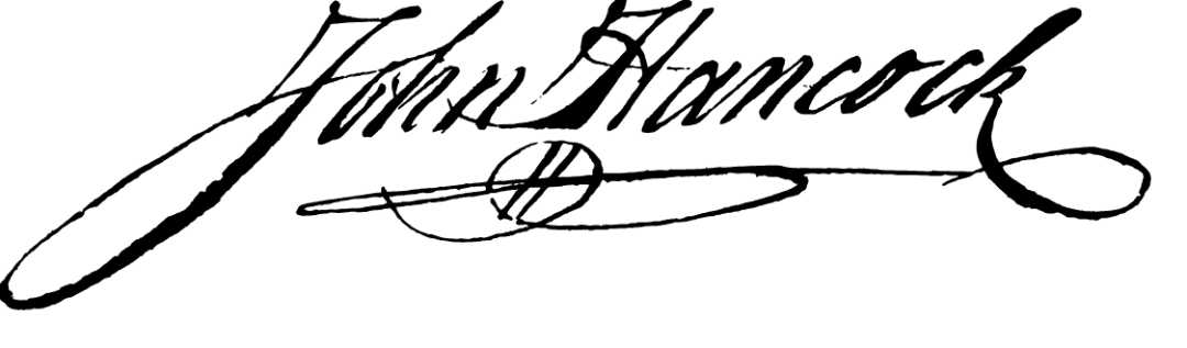 A bold, ornate black ink signature reading "John Hancock" with large, dramatic loops and flourishes.