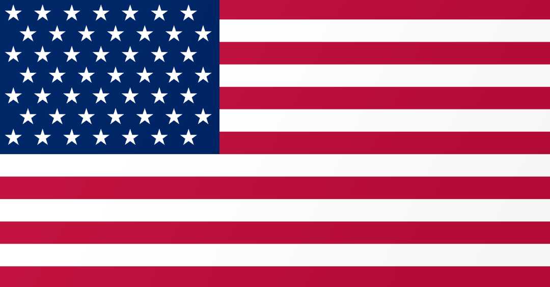 The flag of the United States with 50 white stars on a blue field in the top left corner and 13 alternating red and white stripes.
