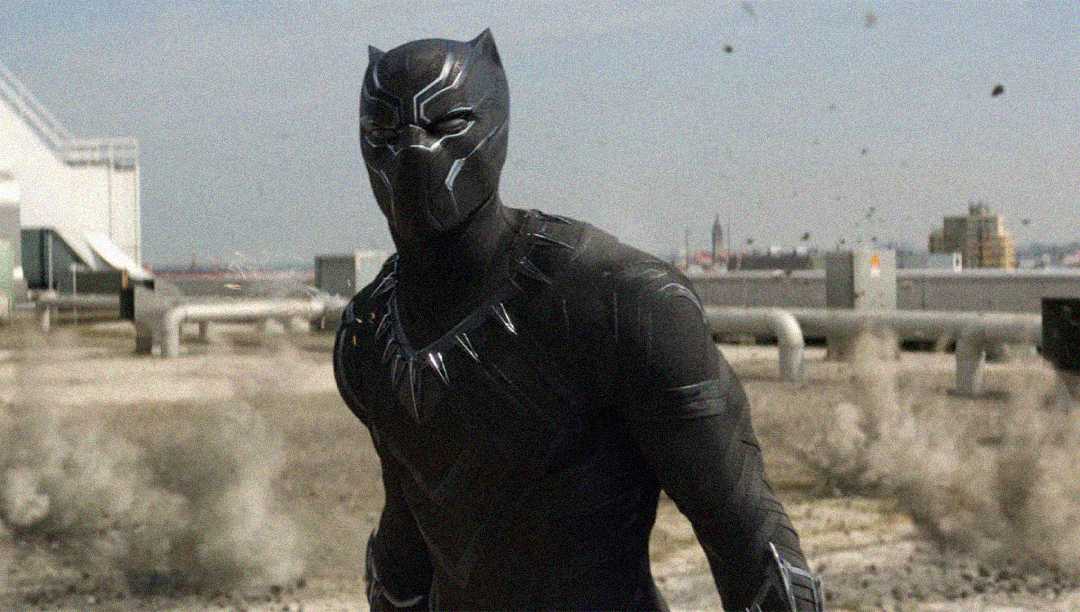 A person wearing a sleek black superhero suit with silver accents and a cat-like mask stands on a rooftop, surrounded by dust and debris, with city buildings visible in the background.