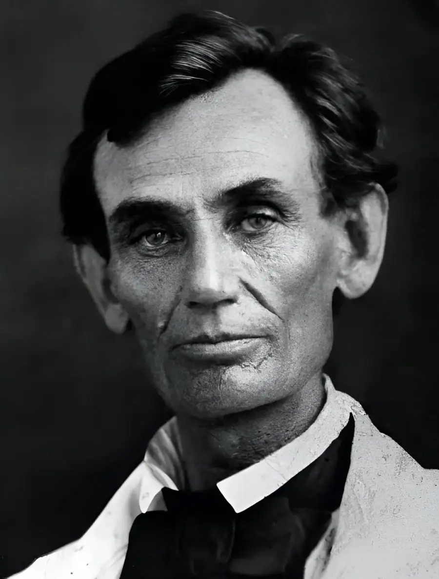 Black and white portrait of a man with dark hair, prominent cheekbones, and a bow tie, wearing a white shirt and dark jacket, looking directly at the camera with a serious expression.
