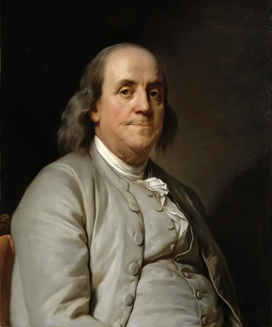 A formal oil painting portrait of an older man with long gray hair, wearing a light gray coat, waistcoat, and white cravat, seated and looking slightly to the side against a dark background.