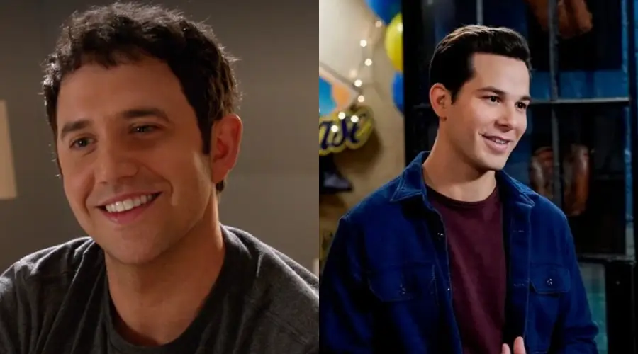 Side-by-side images of two men indoors, both smiling. The man on the left has short dark hair and wears a grey shirt. The man on the right has styled dark hair and wears a dark jacket over a maroon shirt.
