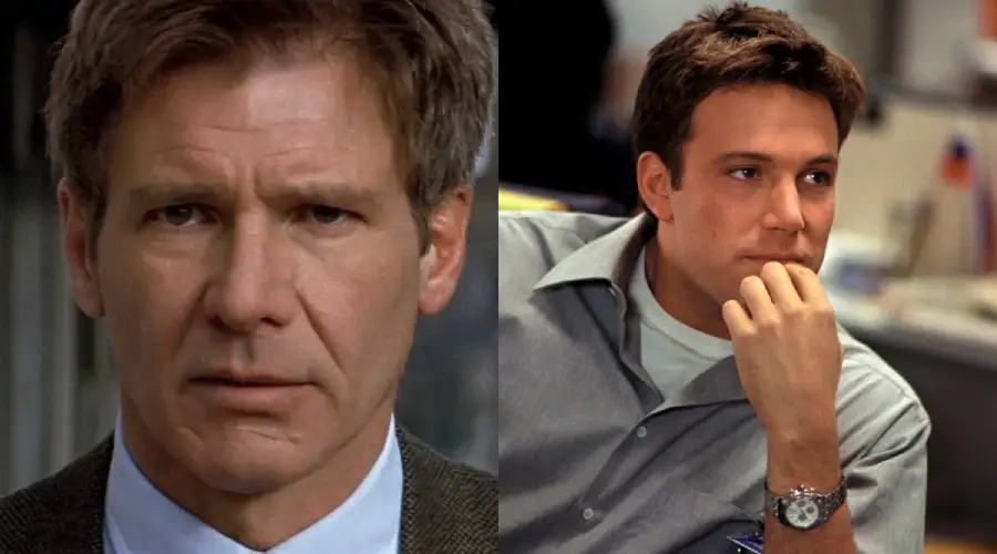 Split image: On the left, a man with brown hair in a suit looks serious. On the right, a younger man in a casual shirt rests his chin on his hand, appearing thoughtful in an office setting.