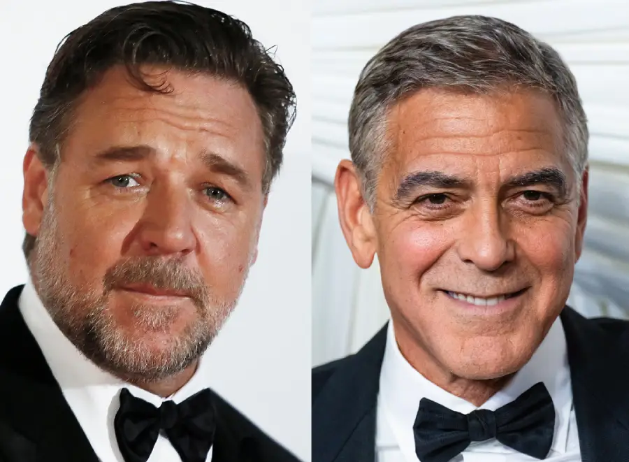 Two men wearing black tuxedos with bow ties, standing in front of light-colored backgrounds. The man on the left has brown hair and a beard, while the man on the right has short gray hair and is smiling.