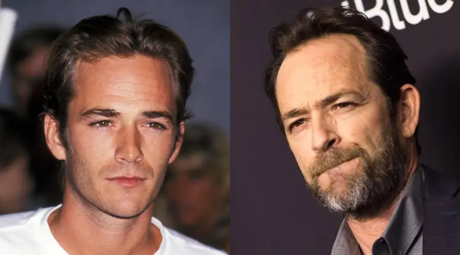 Side-by-side portraits of the same man, one from his youth with short hair and a clean-shaven face, and one from later in life with gray hair, a beard, and more defined facial features.