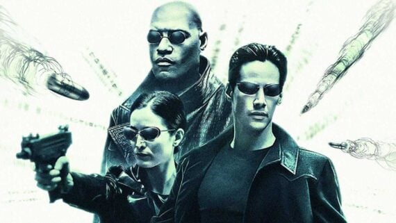 Neo standing inside the Matrix, representing one of the most influential science fiction movies about technology and virtual reality.