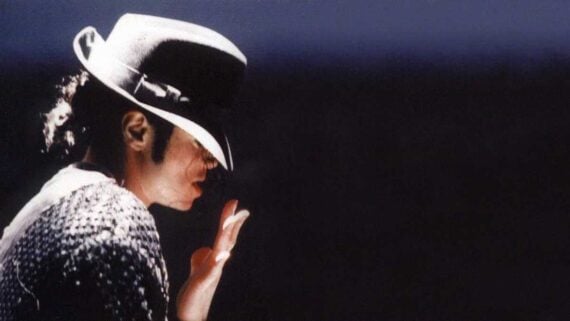 Michael Jackson performing on stage during one of his legendary concerts.